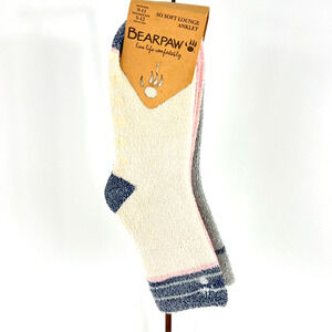 Bearpaw Women Super Soft Striped Roll-Top Slipper Socks 3 Pairs Shoe Sz 5-12 NWT